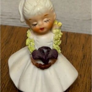 Napco Mini Bisque Porcelain Flower Girl of the Month Figurine Vintage 1970s
